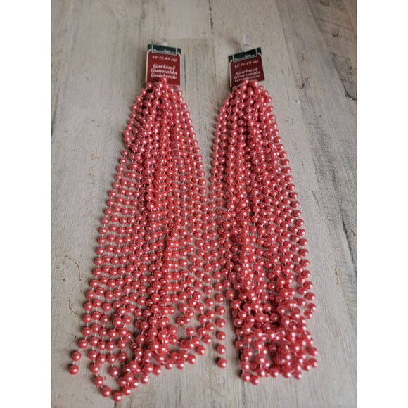 Santa's best pink pearl Garland 18 ft set Xmas home decor - Picture 1 of 6